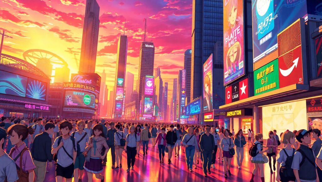 Neon Dreams of an Anime City – free AI stock image
