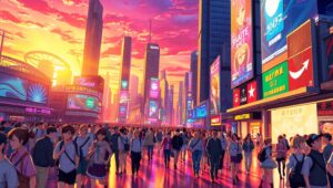 Neon Dreams of an Anime City – free AI stock image