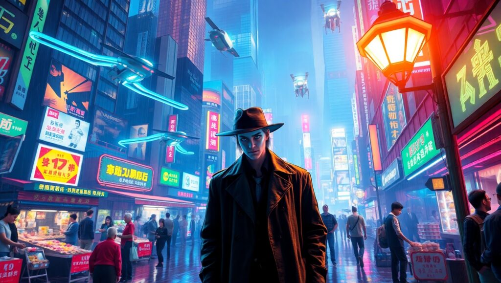 Neon Dreams of Cyber City – free AI stock image