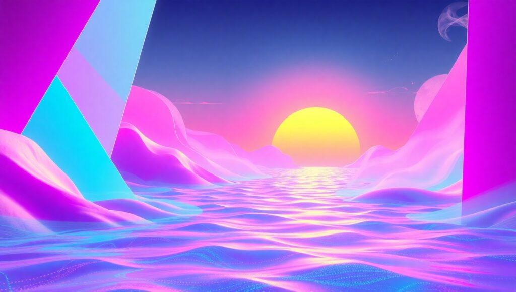 Neon Dreams of the Digital Ocean – free AI stock image