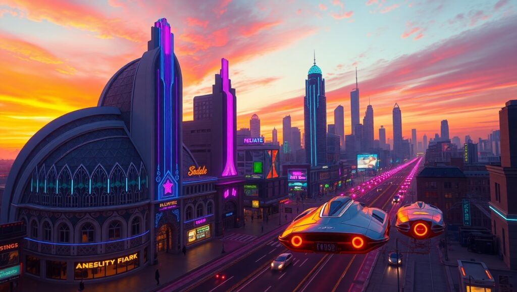Neon Dreams of the Future – free AI stock image