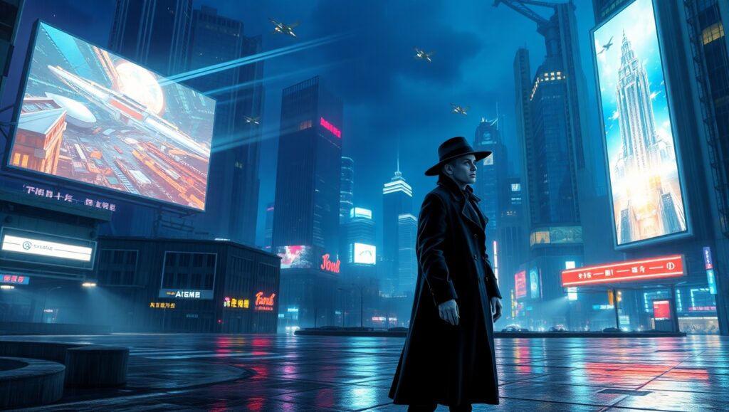 Neon Dreams of the Future – free AI stock image