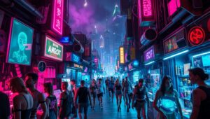 Neon Dreams of the Future – free AI stock image