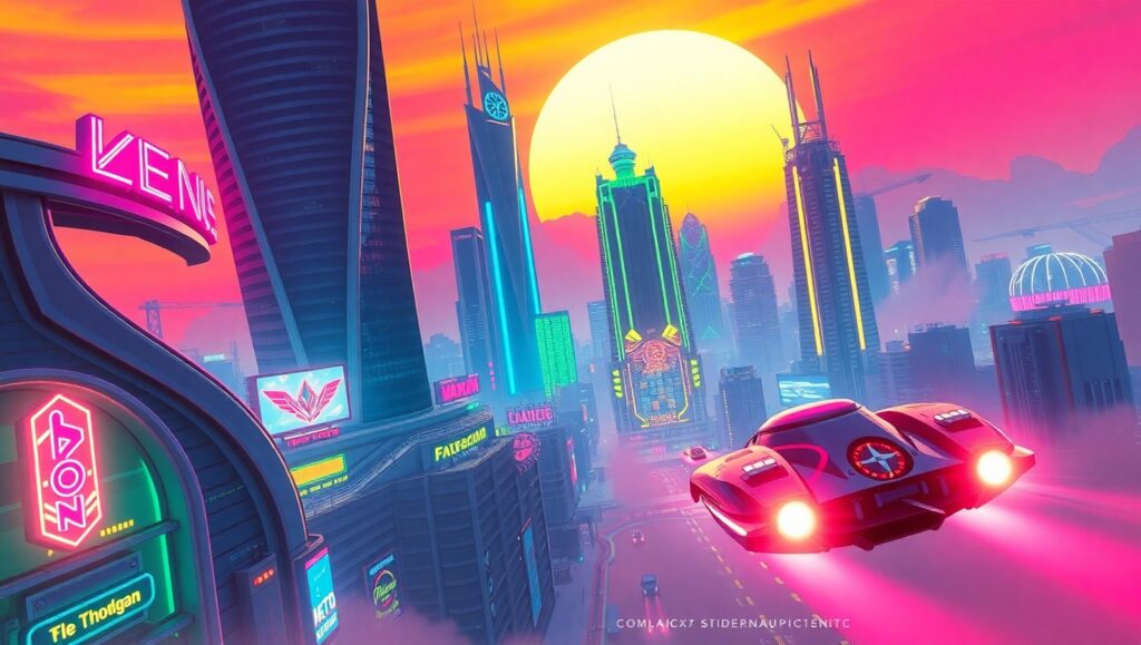 Neon Dreams of the Future – free AI stock image