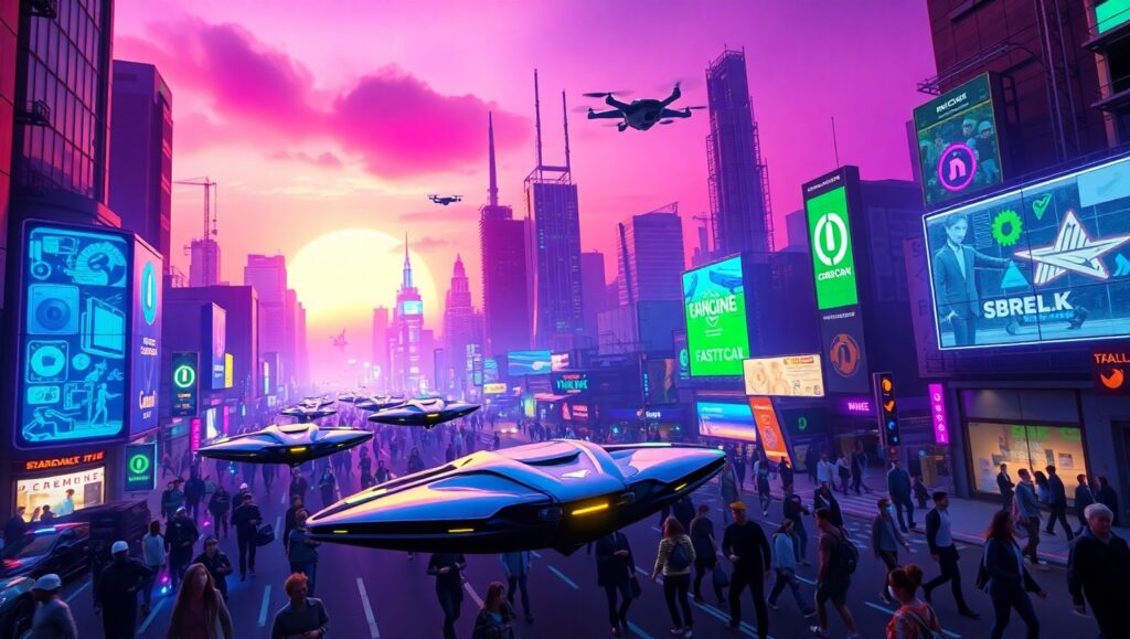 Neon Dreams of the Future – free AI stock image