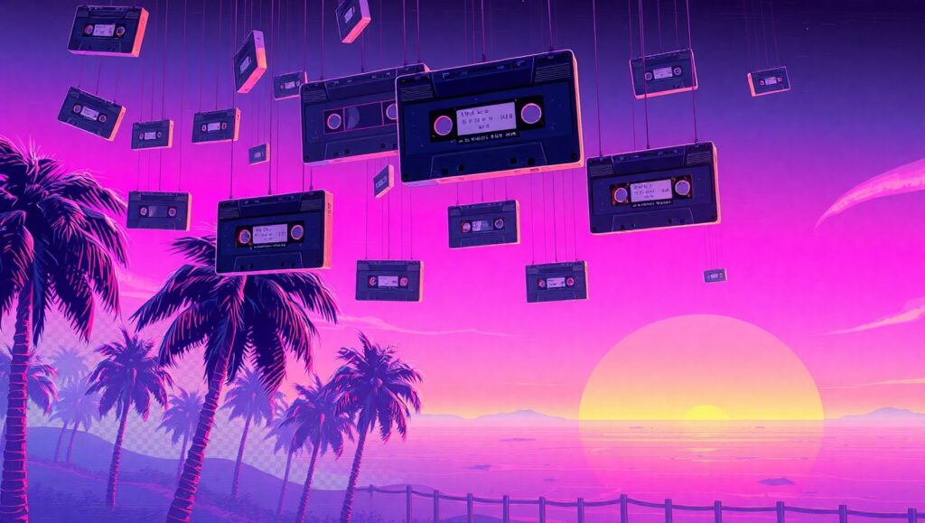 Neon Dreams of the Past – free AI stock image