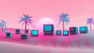 Neon Dreams of the Past – free AI stock image