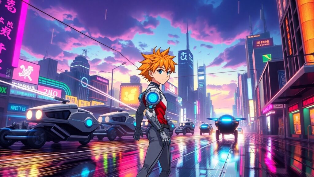 Neon Dreams of Tomorrow – free AI stock image