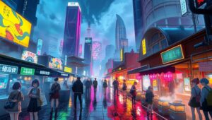 Neon Dreams of Tomorrow – free AI stock image