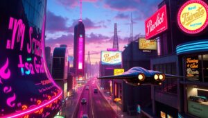 Neon Dreams of Tomorrow – free AI stock image