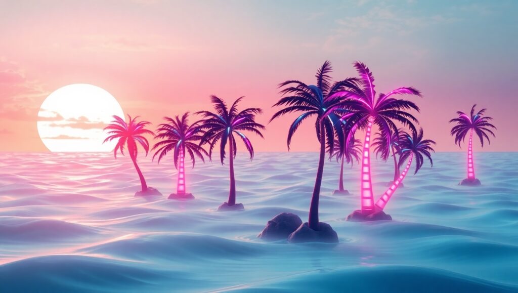 Neon Dreams of Vaporwave – free AI stock image