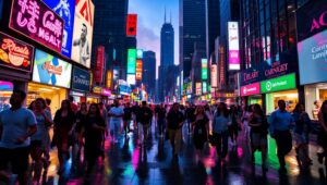 Neon Dreams on a Rainy Evening – free AI stock image