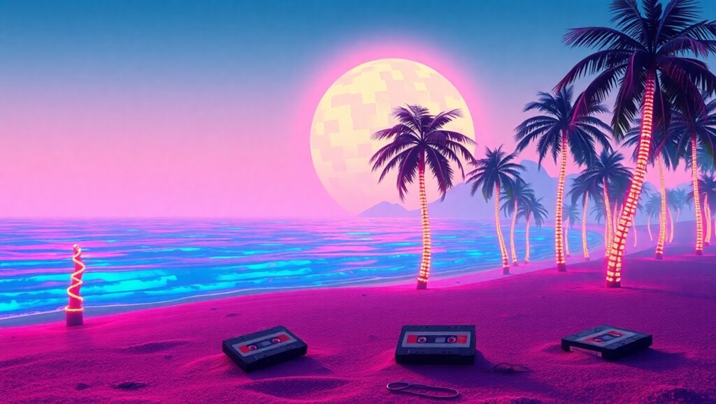 Neon Dreamscape at Dusk – free AI stock image