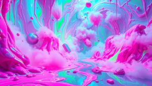 Neon Drips in Digital Chaos – free AI stock image
