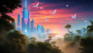 Neon Nature’s Harmony – free AI stock image