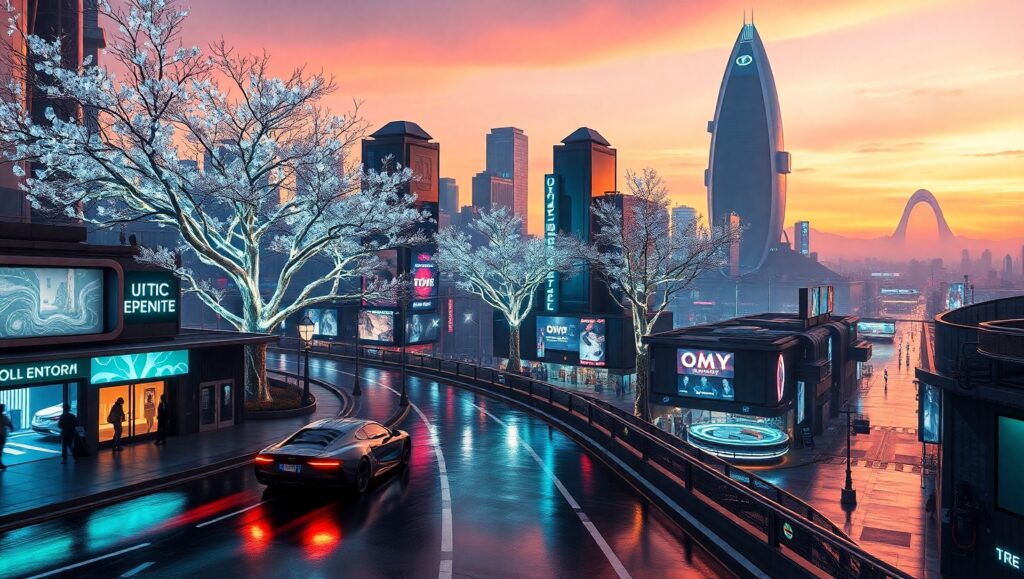 Neon Nights in a Futuristic City – free AI stock image