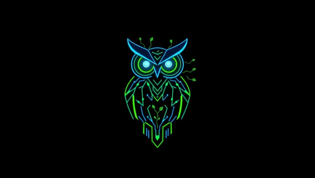 Neon Owl Logo Design – free AI stock image
