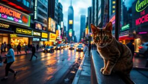 Neon Reflections at Dusk – free AI stock image