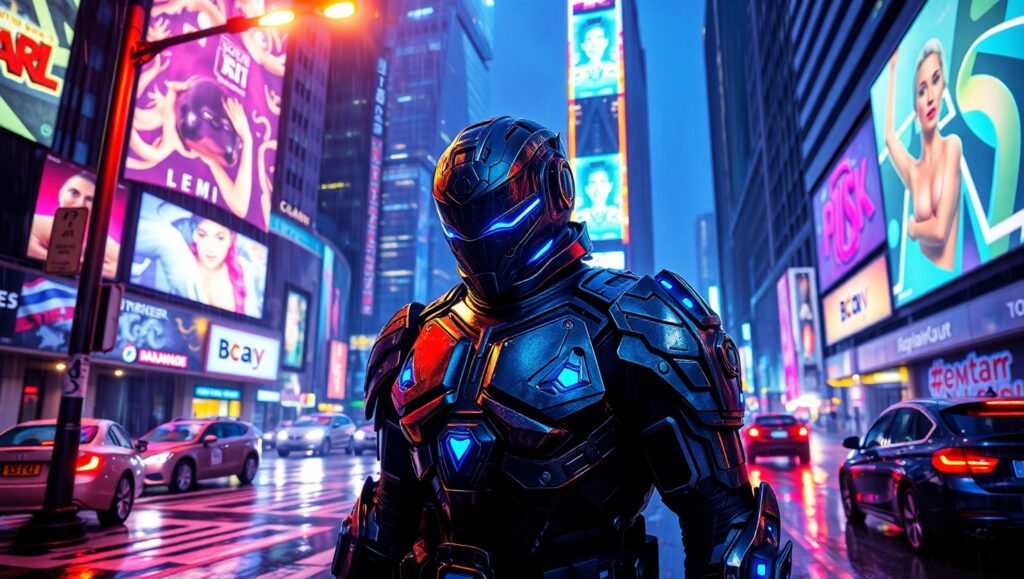 Neon Shadows in the Abyss – free AI stock image