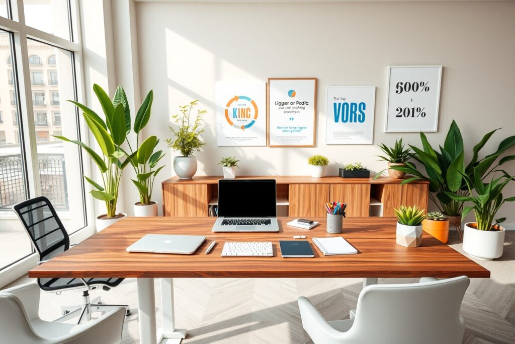 Office Workspace with Modern Tech and Design – free AI stock image