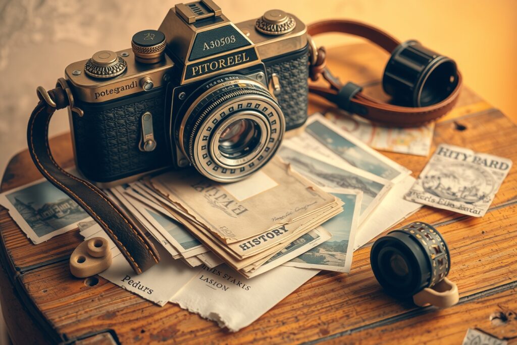 Old-Fashioned Camera on Vintage Table – free AI stock image
