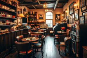 Old-fashioned Coffee Shop with Vintage Decor – free AI stock image