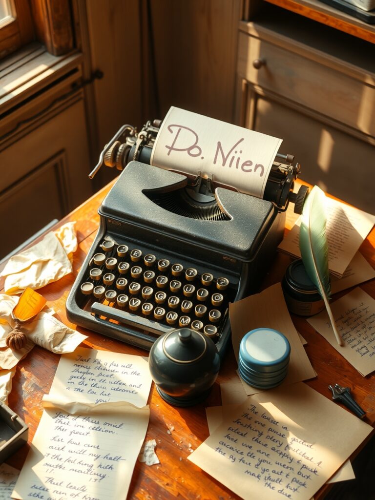 Old Typewriter with Vintage Paper – free AI stock image