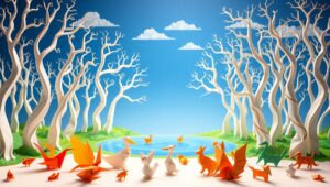Origami Wonderland: Nature’s Artistry – free AI stock image