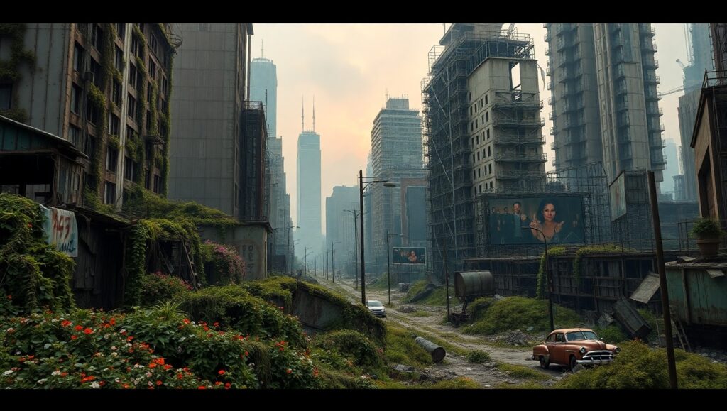 Overgrown Ruins of a Forgotten City – free AI stock image
