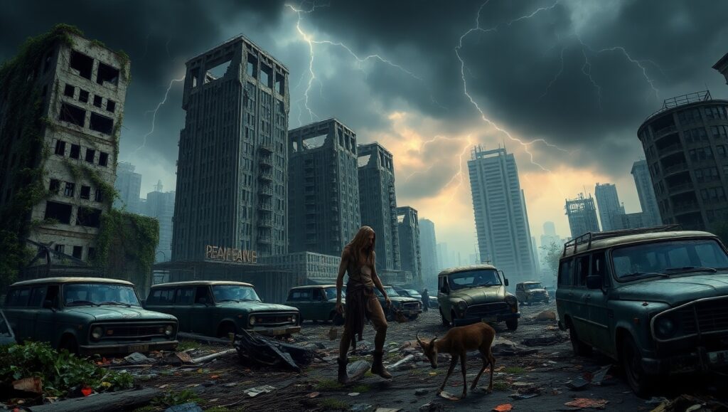 Overgrown Ruins of Civilization – free AI stock image