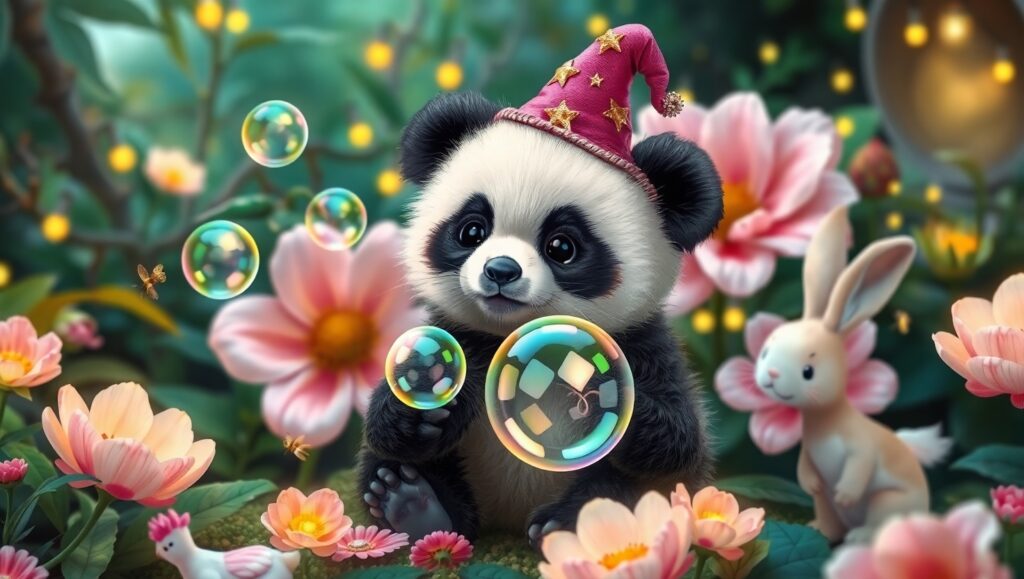 Panda Wizard in Enchanted Forest – free AI stock image