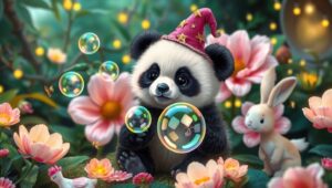 Panda Wizard in Enchanted Forest – free AI stock image