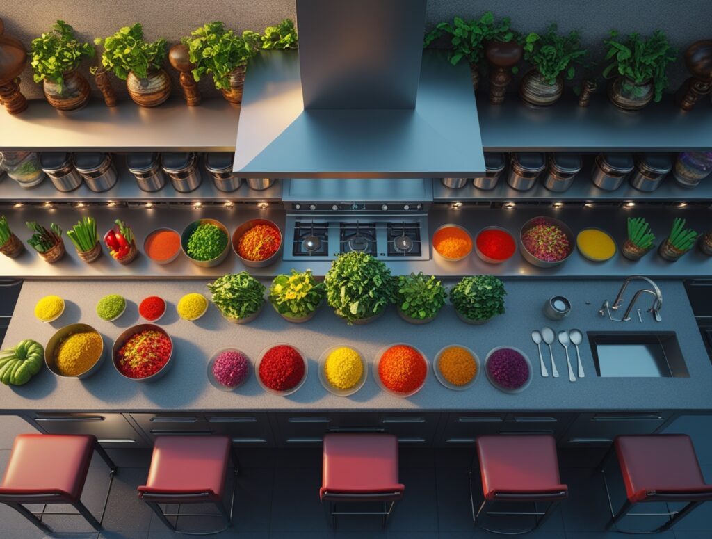 Panoramic View of a Gourmet Kitchen – free AI stock image
