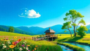 Peaceful Valley Under a Cloud – free AI stock image