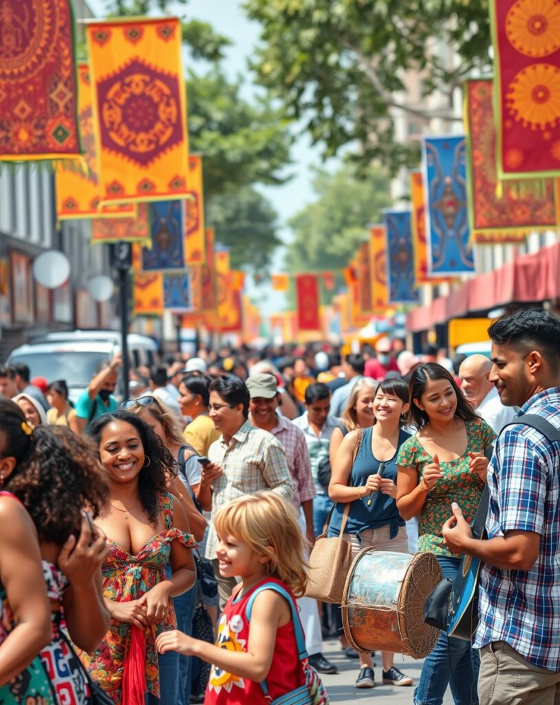 People Enjoying a Vibrant City Festival – free AI stock image