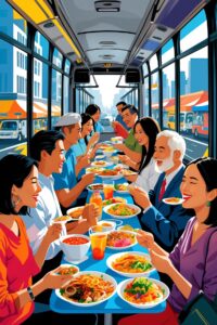 People Enjoying Local Cuisine on a – free AI stock image