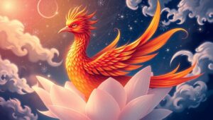 Phoenix and Lotus Tattoo Design – free AI stock image