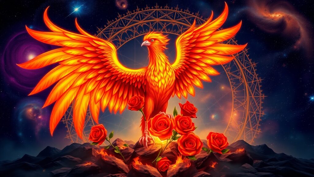 Phoenix and Roses Tattoo – free AI stock image