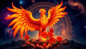 Phoenix and Roses Tattoo – free AI stock image