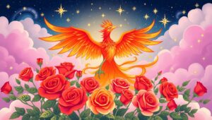 Phoenix and Roses Tattoo Design – free AI stock image