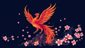 Phoenix Blossom Tattoo Design – free AI stock image