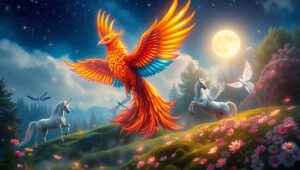 Phoenix in Enchanted Forest – free AI stock image