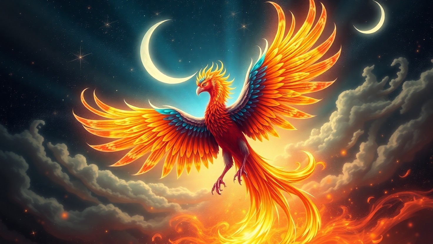 Phoenix of Celestial Flames – free AI stock image