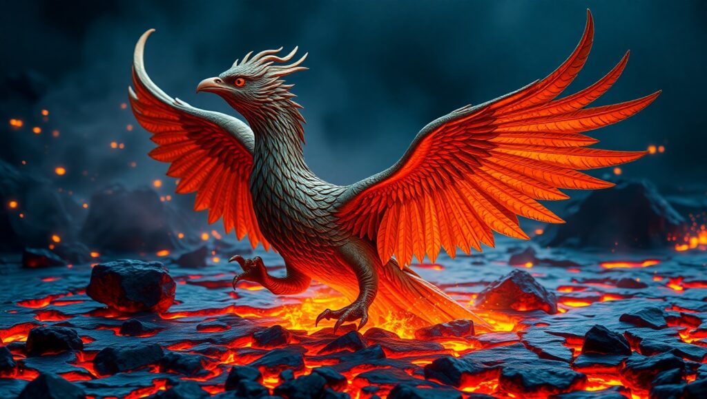 Phoenix of the Molten Realm – free AI stock image