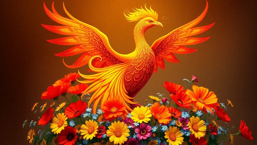 Phoenix Rebirth Tattoo Design – free AI stock image