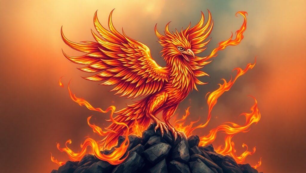 Phoenix Rising Tattoo Design – free AI stock image