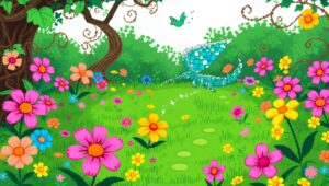 Pixelated Garden Adventure – free AI stock image