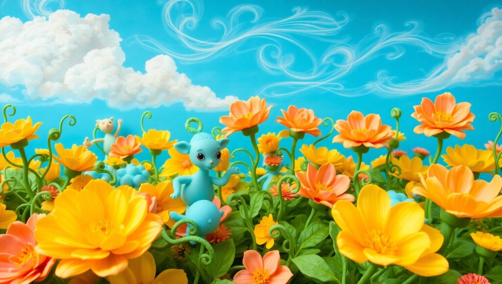 Playful Clay Garden Scene – free AI stock image