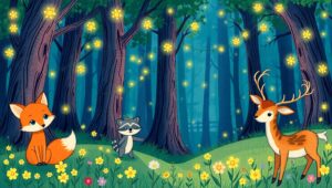 Playful Creatures in a Whimsical Forest – free AI stock image