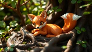 Playful Fox in Clay Forest – free AI stock image